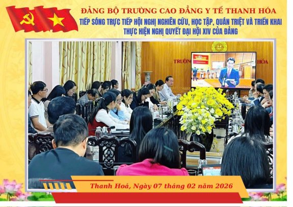TRƯỜNG CAO ĐẲNG Y YẾ THANH HOÁ TỔ CHỨC KẾT NỐI ĐIỂM CẦU TRỰC TUYẾN HỘI NGHỊ HỌC TẬP, QUÁN TRIỆT NGHỊ QUYẾT ĐẠI HỘI XIV CỦA ĐẢNG